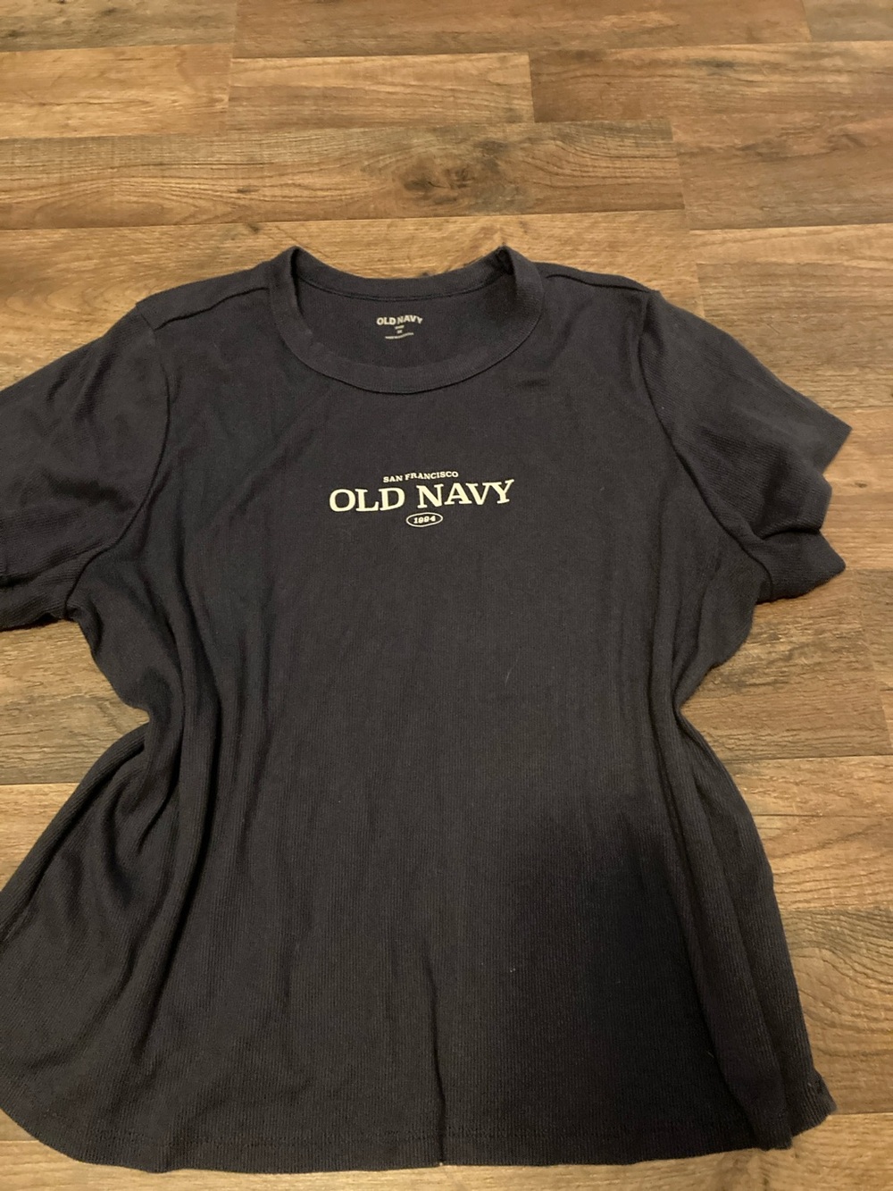Old Navy Black Tee with Cream Logo